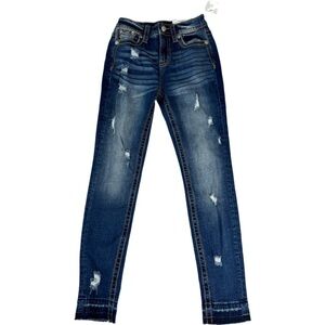NWT Miss Me woman blue high rise ankle skinny jeans size 24x 28